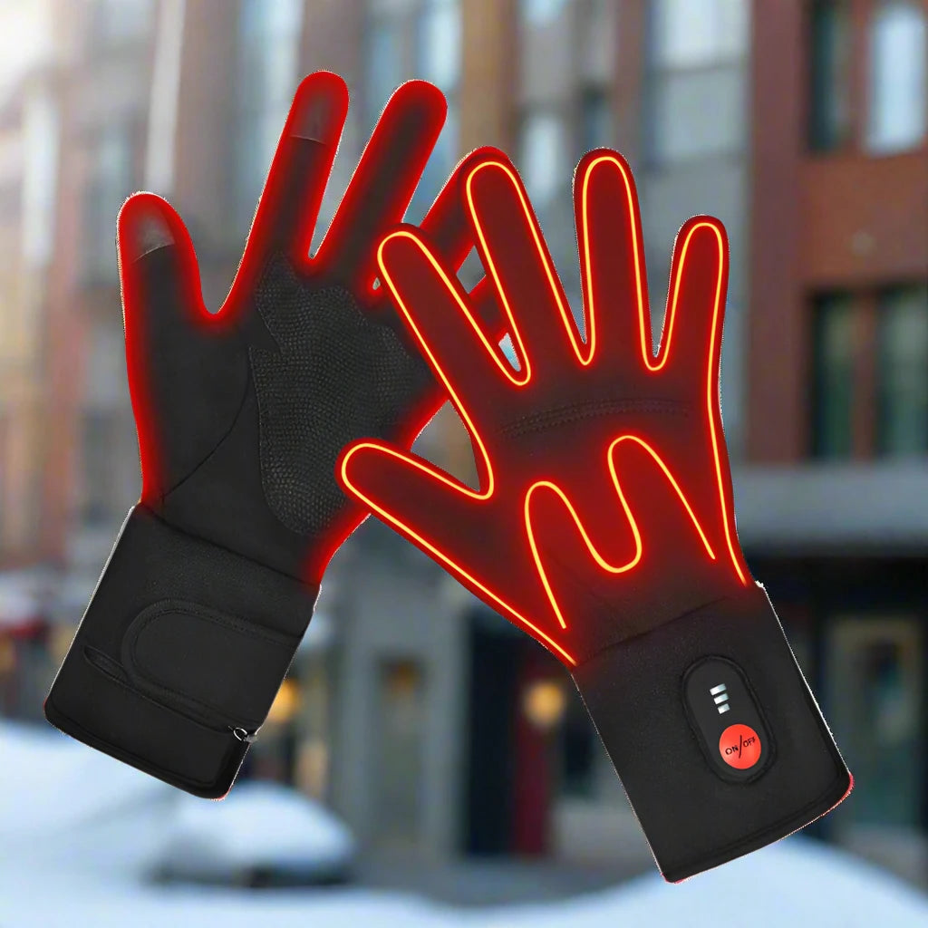 Intelligent Heated Gloves Best Rechargeable Heatable Gloves highlighting heating capability